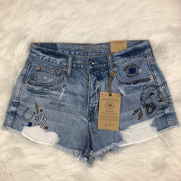 American Eagle Outfitters Pants - AEO Vintage HI-RISE Graphic Festival Short Button